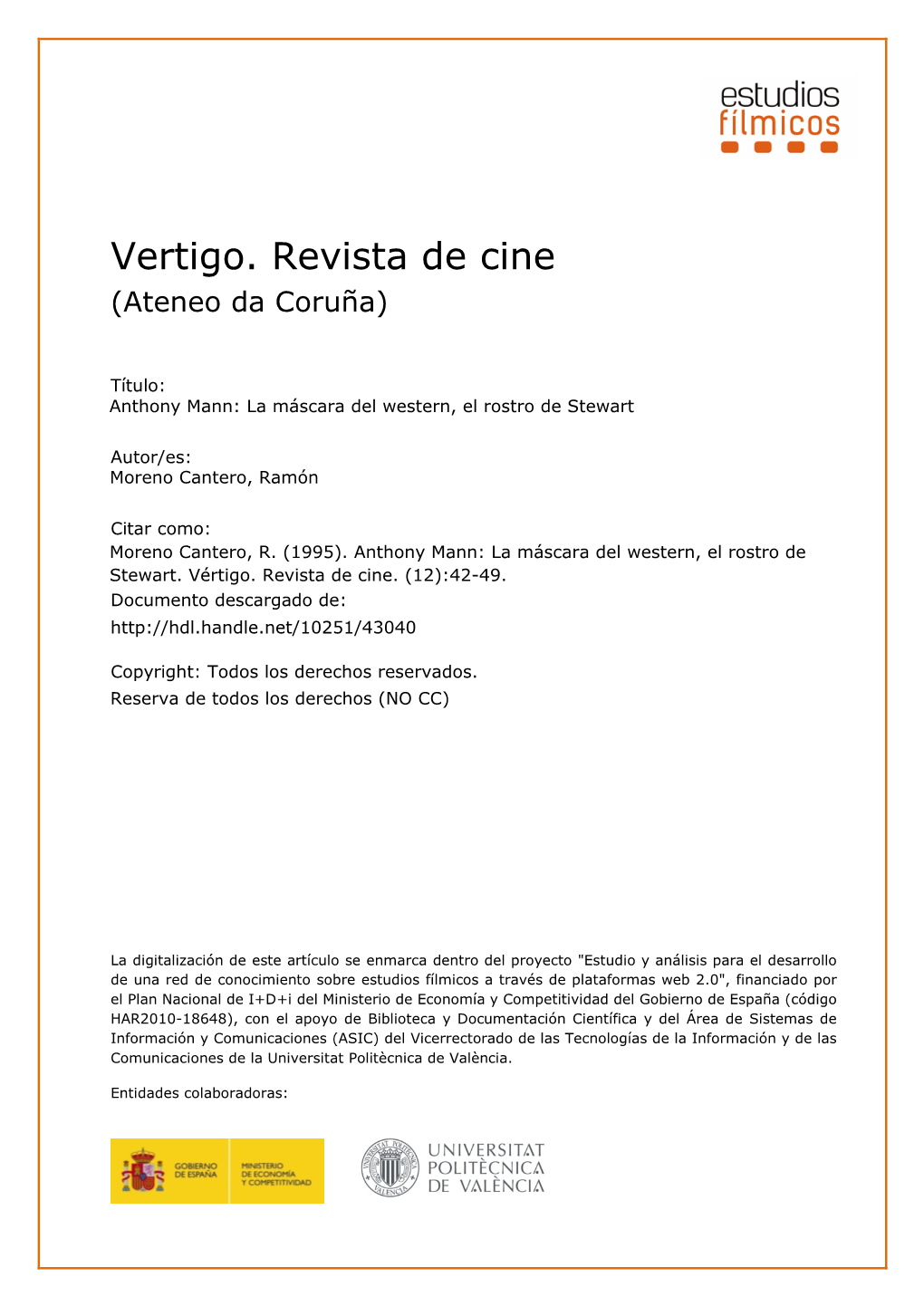 Vertigo. Revista De Cine (Ateneo Da Coruña)