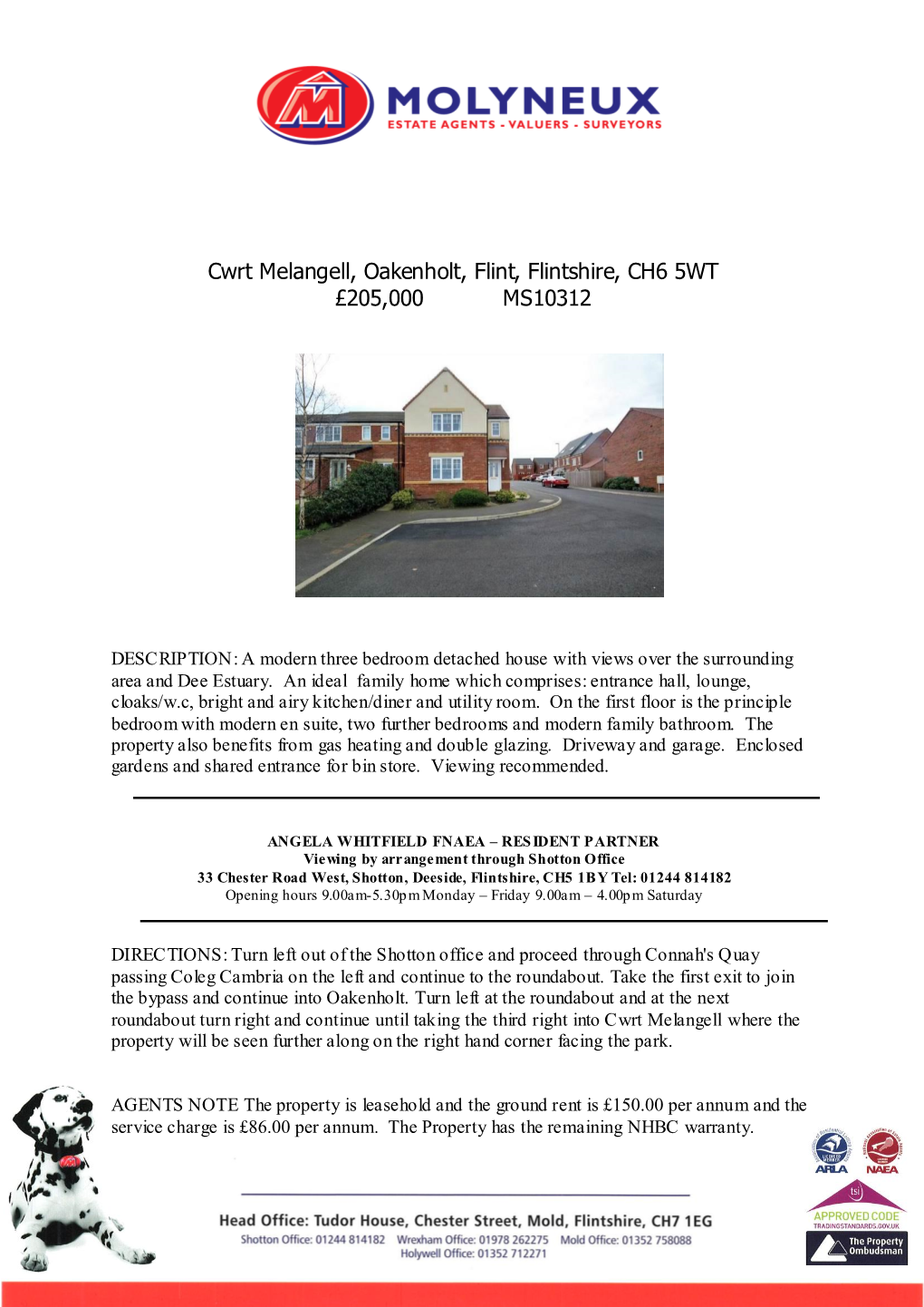 Cwrt Melangell, Oakenholt, Flint, Flintshire, CH6 5WT £205,000 MS10312