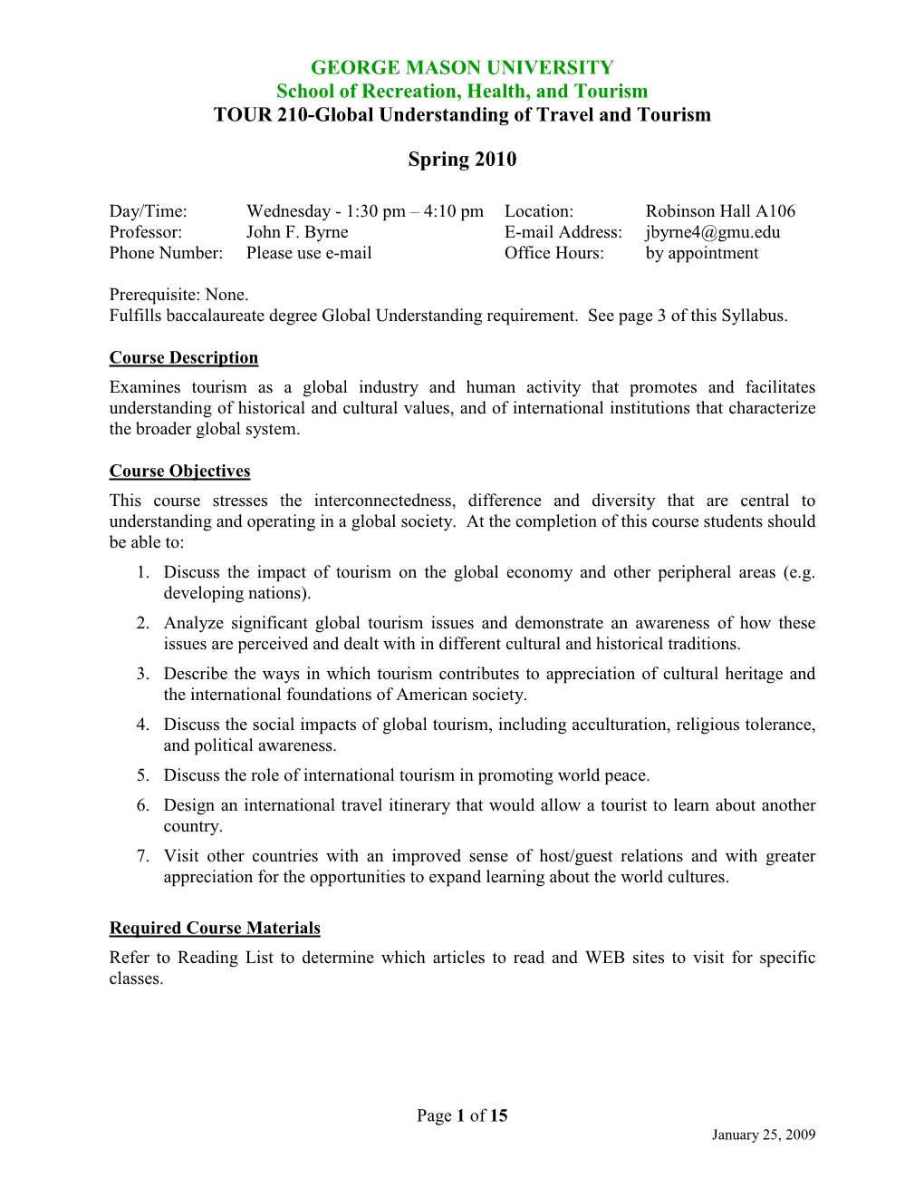 Spring 2010 Section 003 Syllabus