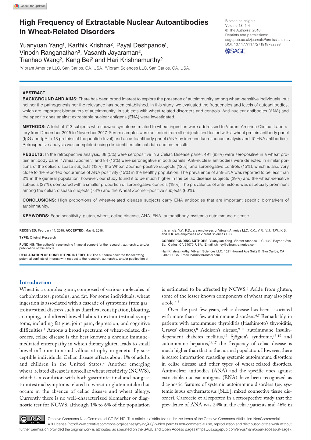 High Frequency of ENA in Wheat Related Disorders