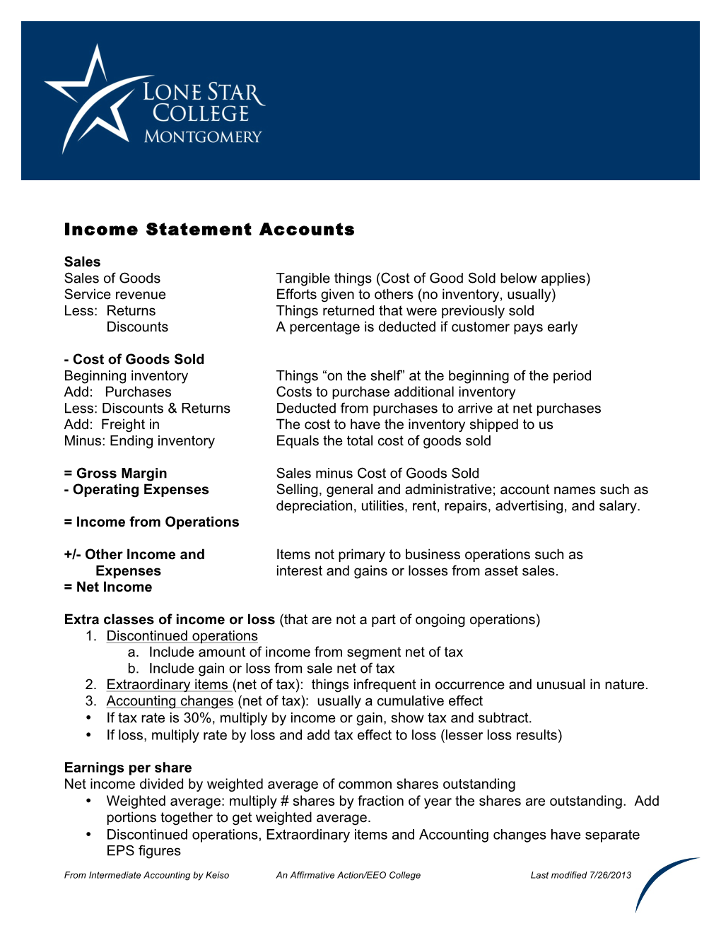 Income Statement Accounts