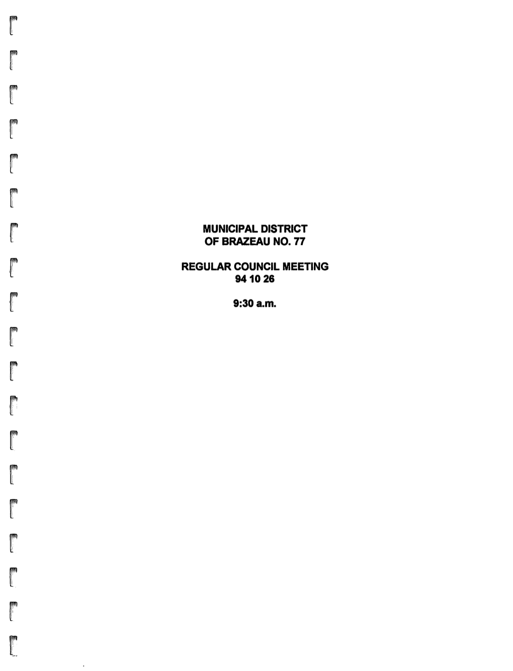 Municipal District of Brazeau No. 77 Regular Council