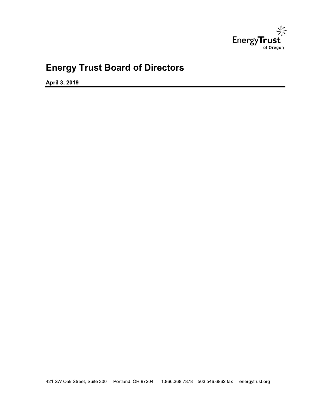 Energy Trust Board of Directors