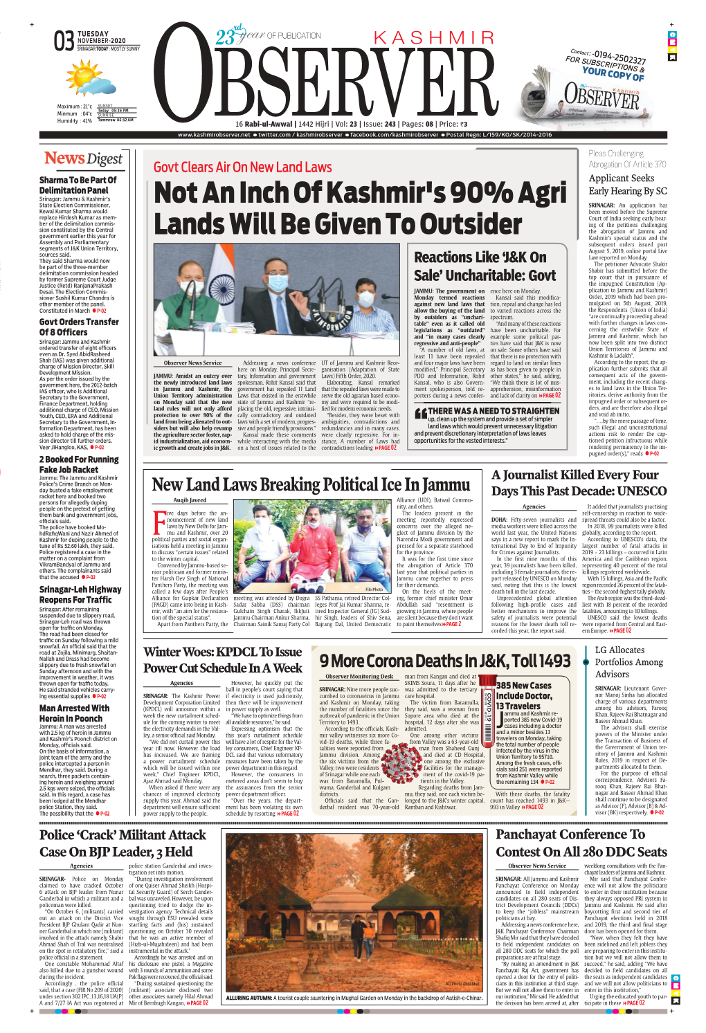 Not an Inch of Kashmir's 90% Agri Lands Will Be Given to Outsider