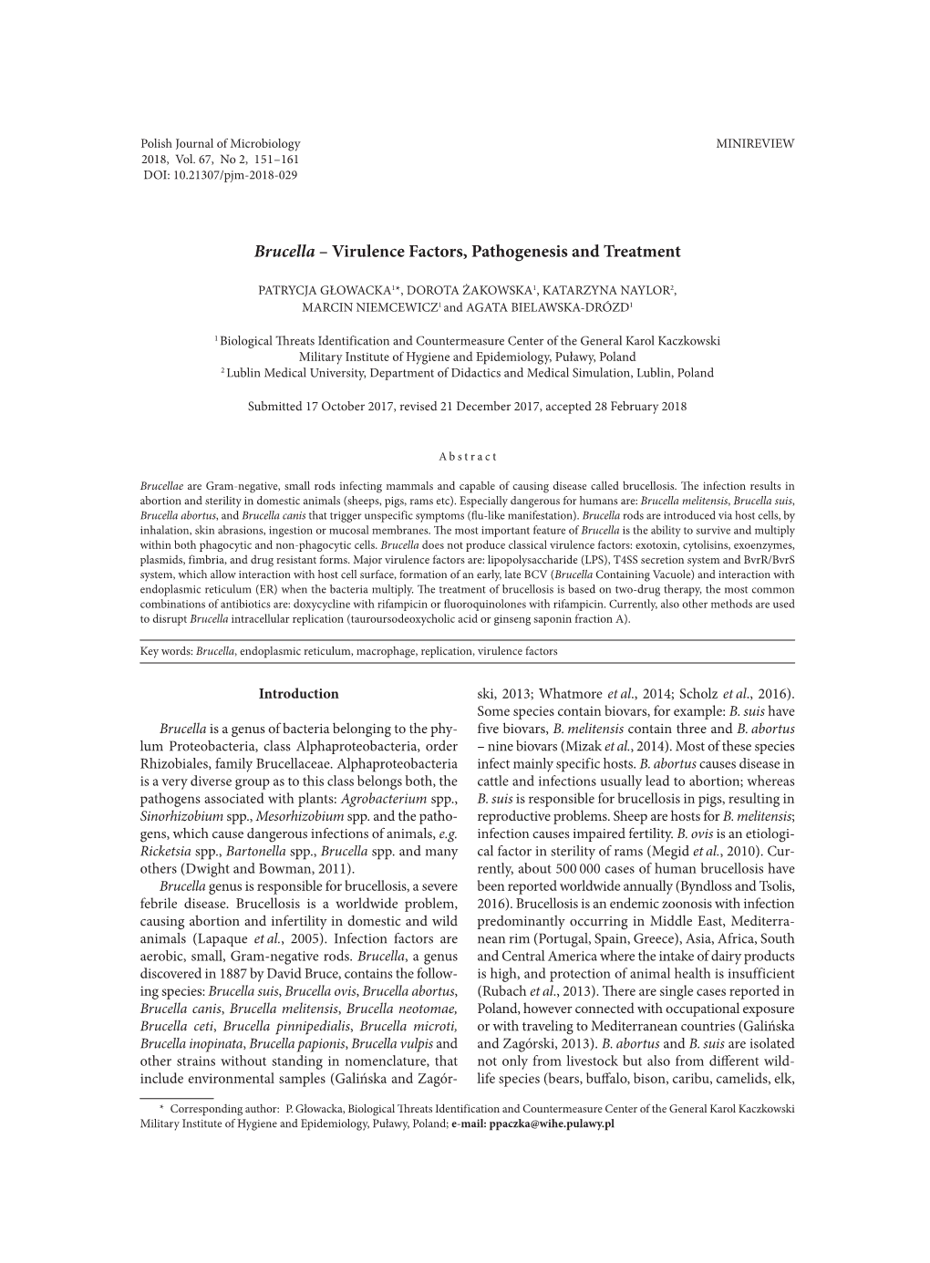 Brucella – Virulence Factors, Pathogenesis and Treatment