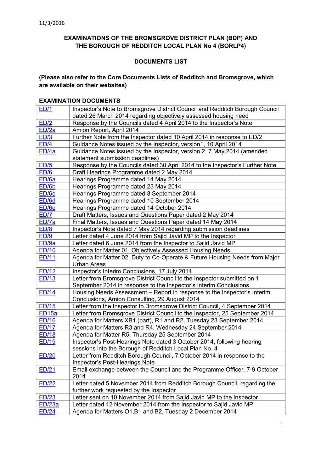 BDP) and the BOROUGH of REDDITCH LOCAL PLAN No 4 (BORLP4