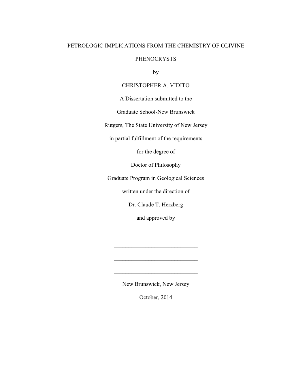 Petrologic Implications from the Chemistry of Olivine