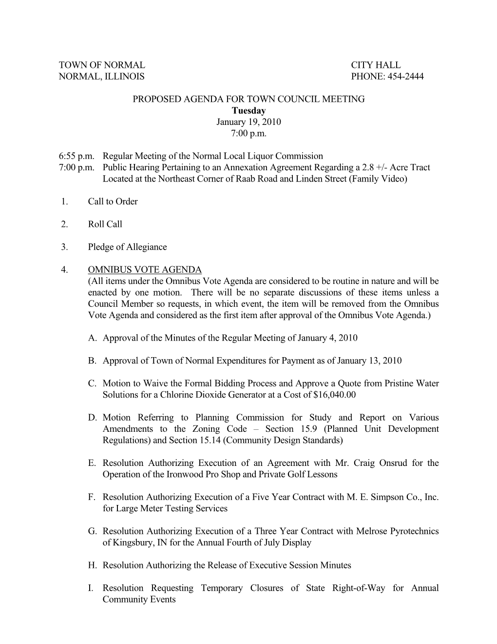 454-2444 Proposed Agenda for Town