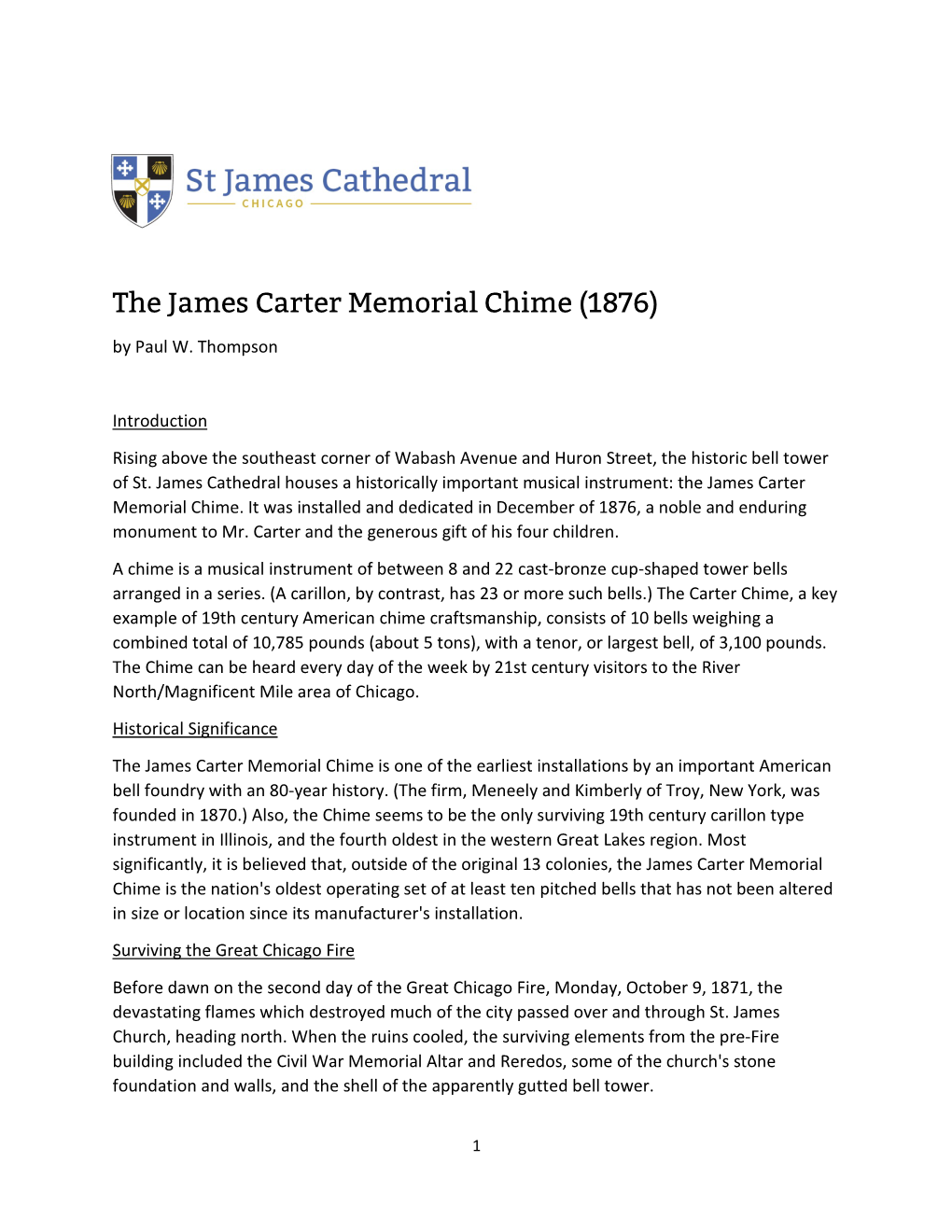 The James Carter Memorial Chime (1876)