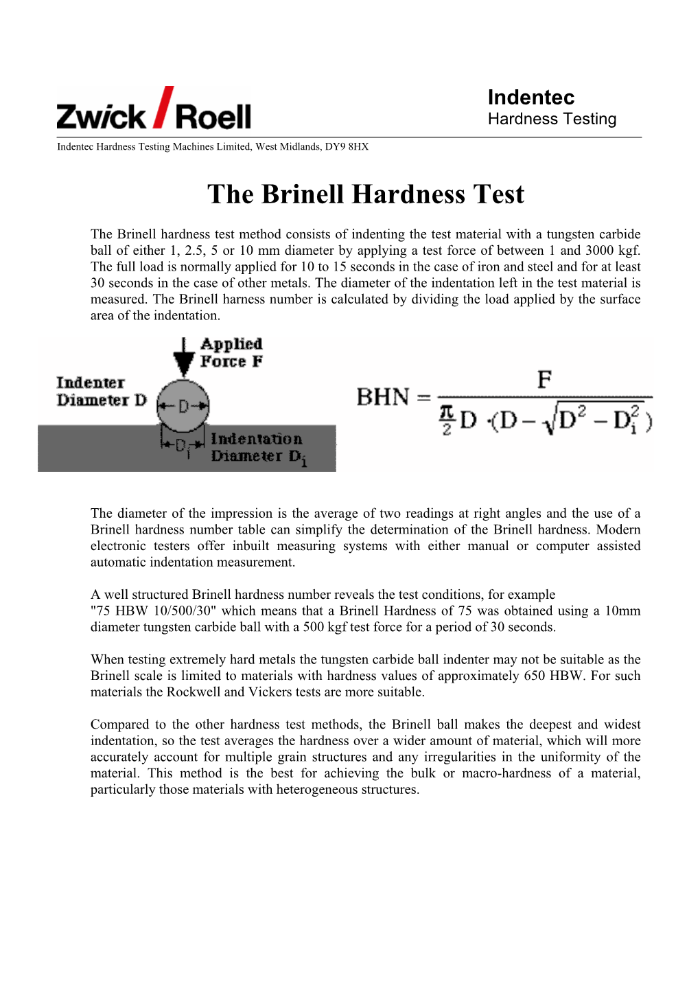 The Brinell Hardness Test