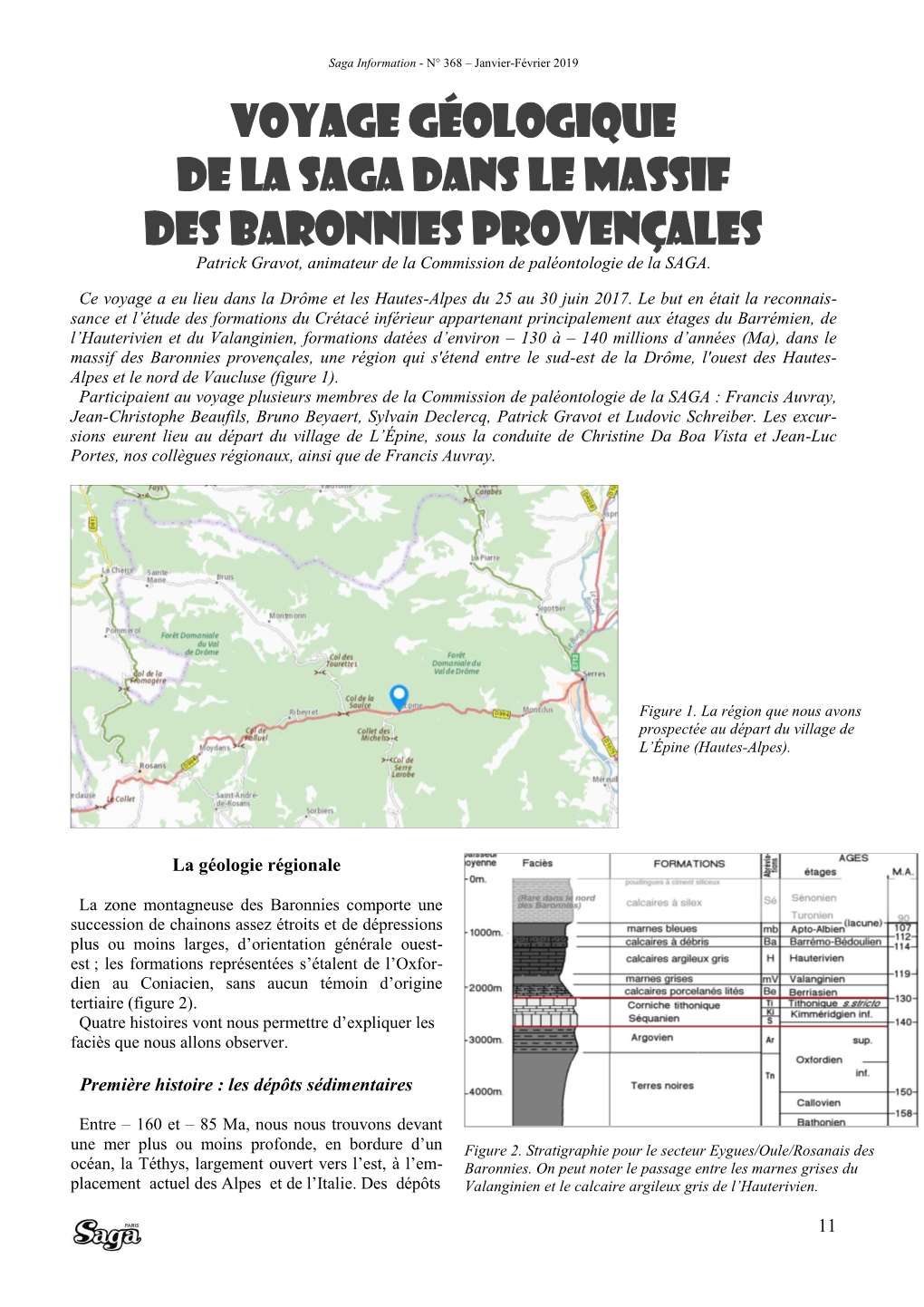 Voyage Géologique De La SAGA Dans Le Massif Des Baronnies Provençales Patrick Gravot, Animateur De La Commission De Paléontologie De La SAGA