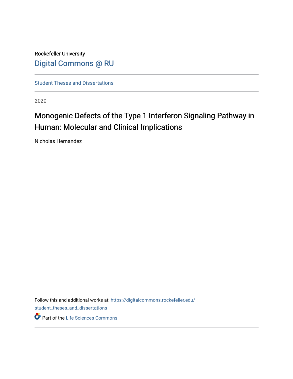 Monogenic Defects of the Type 1 Interferon Signaling Pathway in Human: Molecular and Clinical Implications