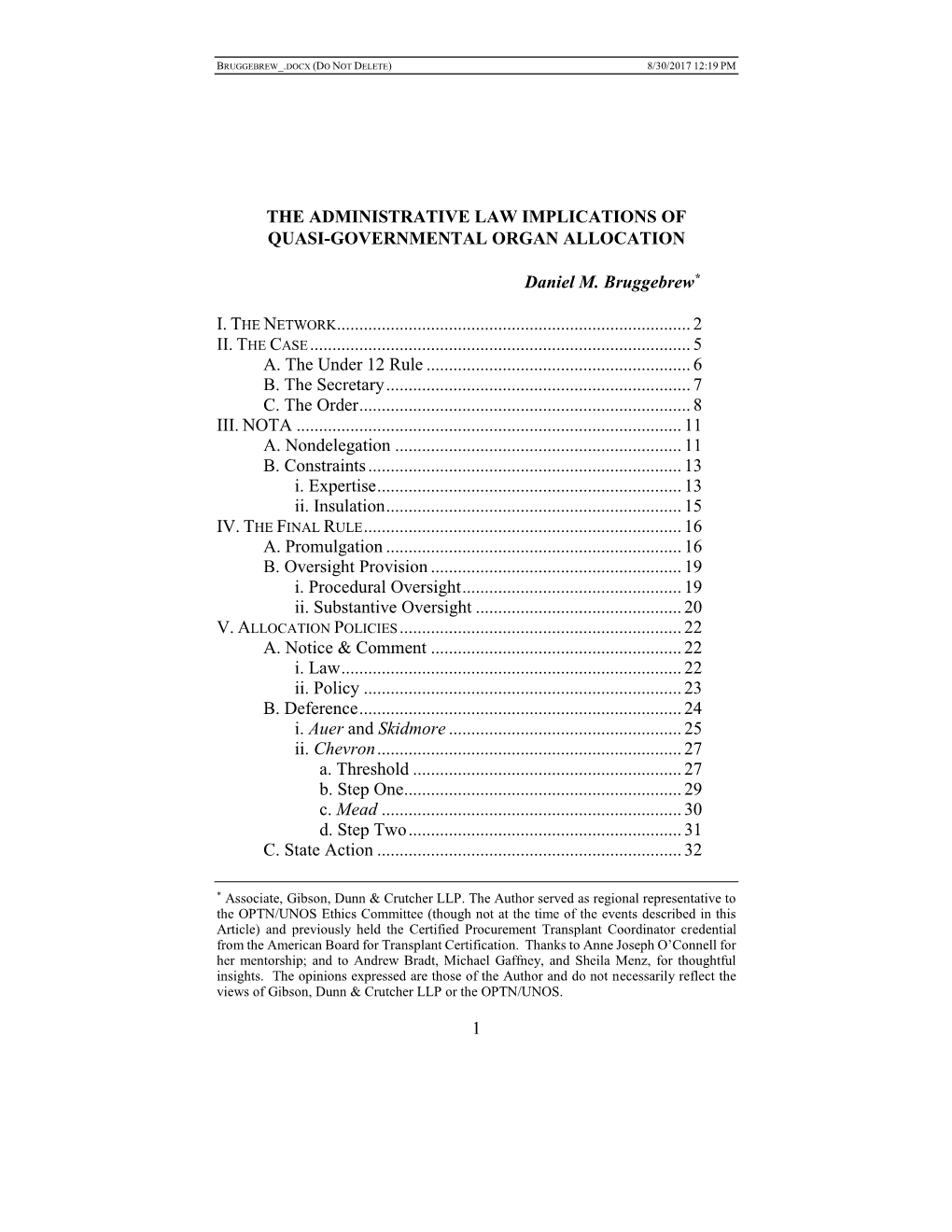 The Administrative Law Iimplications of Qua-Governmental Organ Allocation