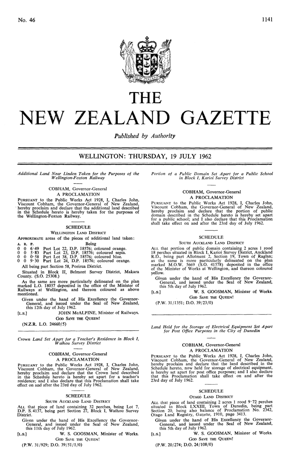 NEW ZEALAND GAZETTE Published by Authority