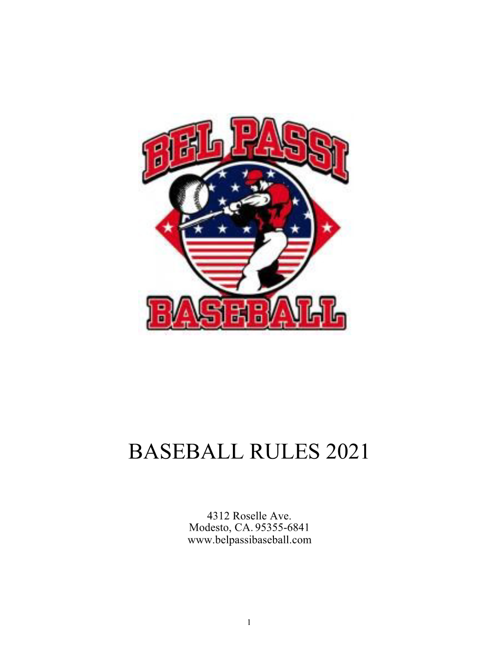 Bel Passi Baseball Rules 2021