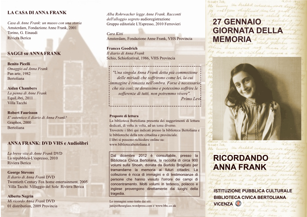 Ricordando Anna Frank