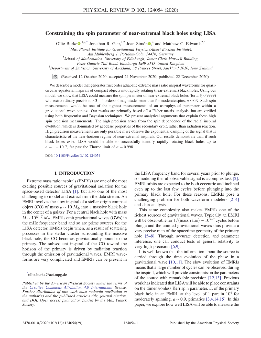 Constraining the Spin Parameter of Near-Extremal Black Holes Using LISA