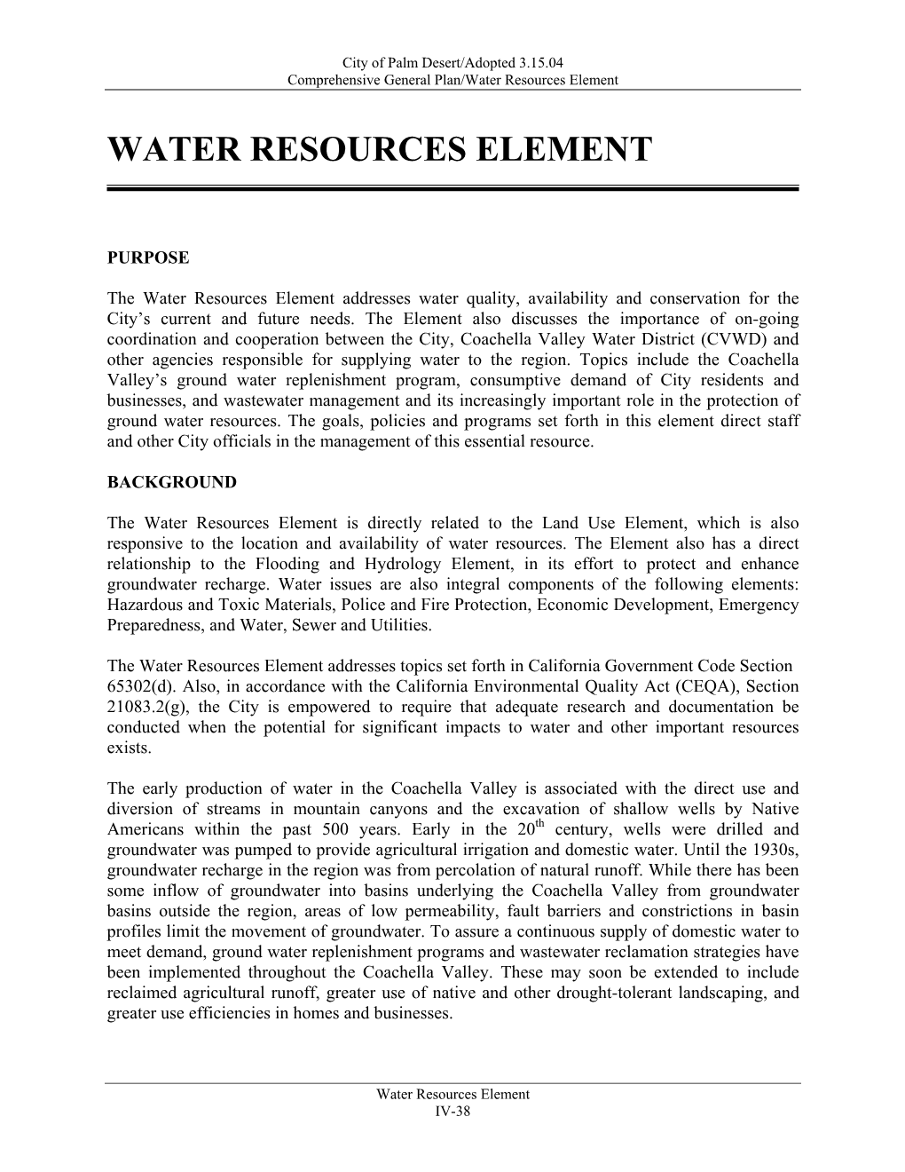 Water Resources Element