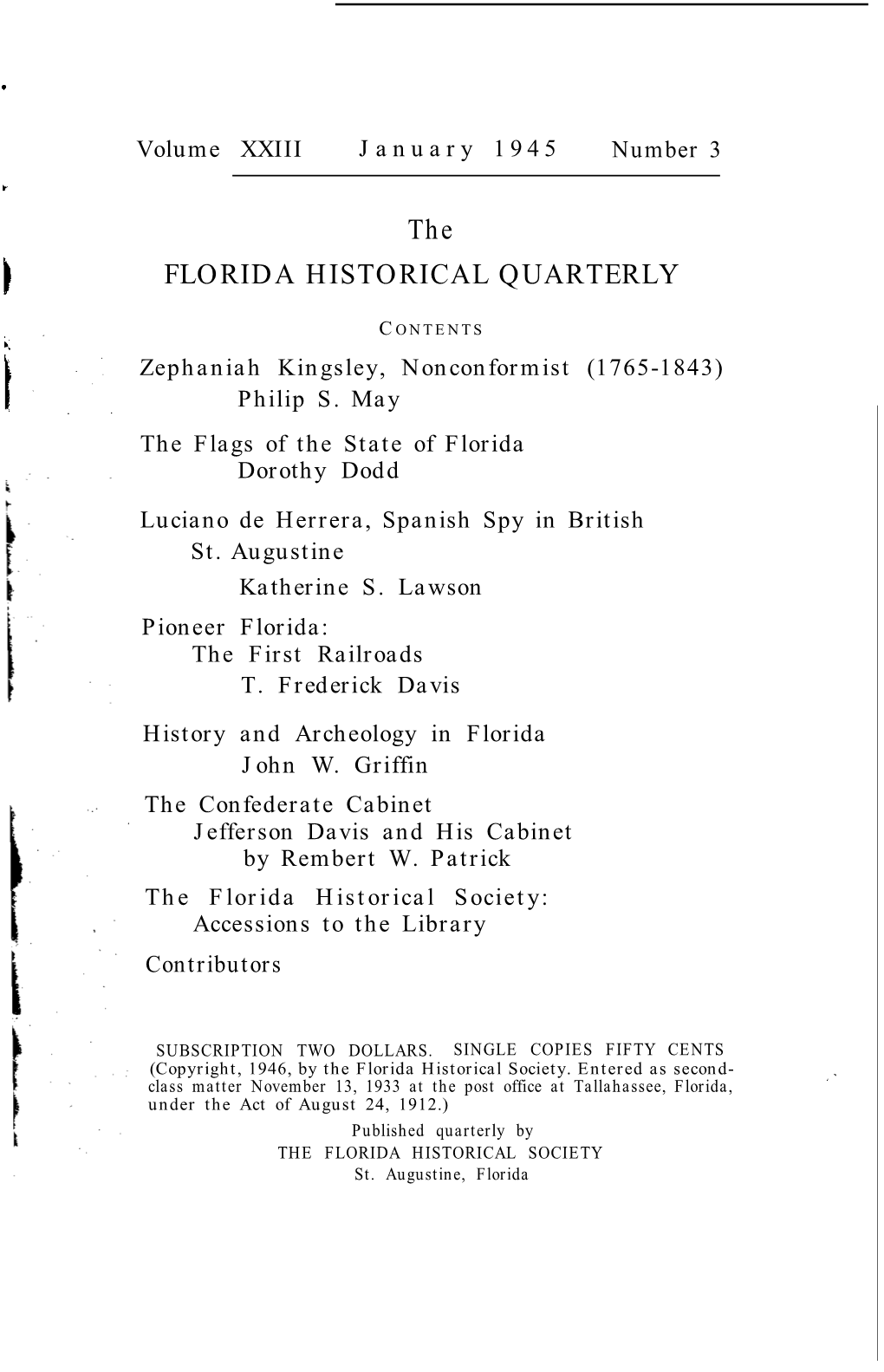 The FLORIDA HISTORICAL QUARTERLY