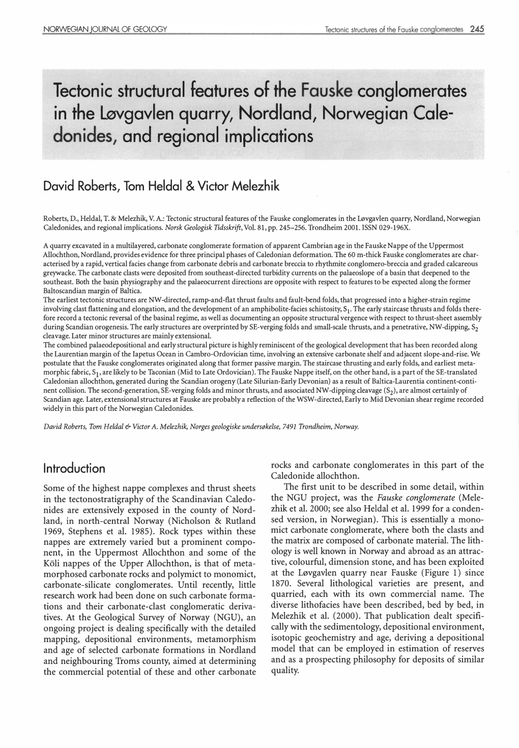 Tectonic Structural Features of the Fauske Conglomerates in the Løvgavlen Quarry, Nordland, Norwegian Cale Donides, and Regio