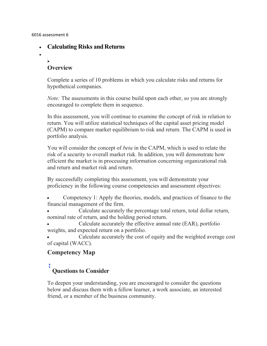 Calculating Risks and Returns