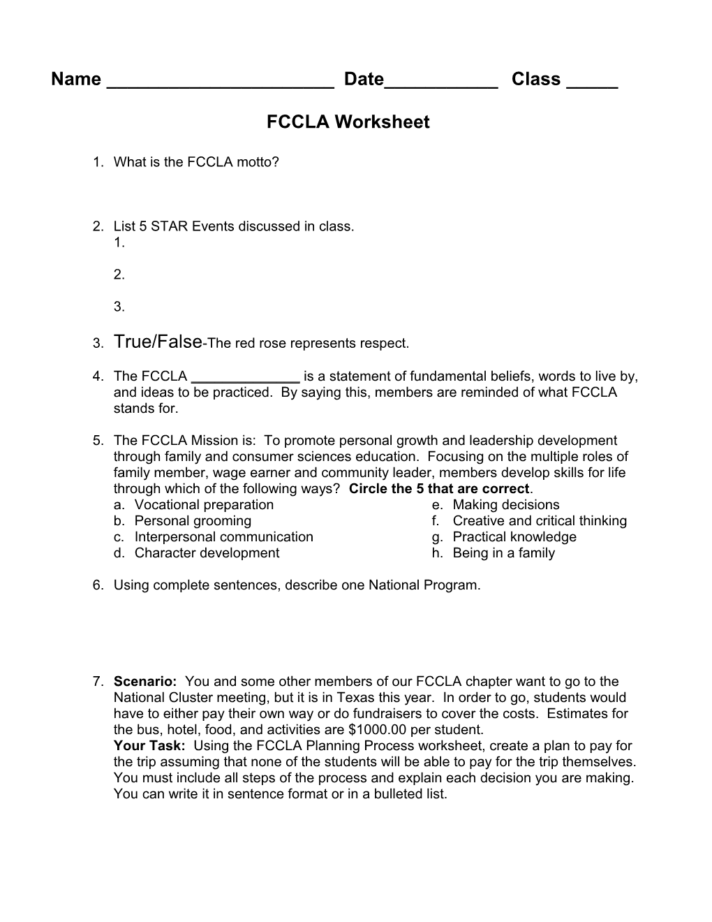 1. What Is the FCCLA Motto?