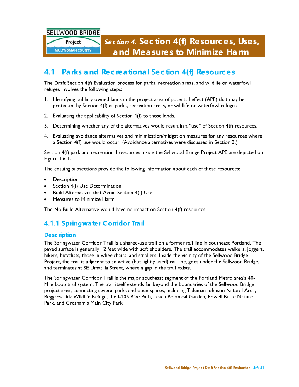 Section 4. Section 4(F) Resources, Uses, and Measures to Minimize Harm