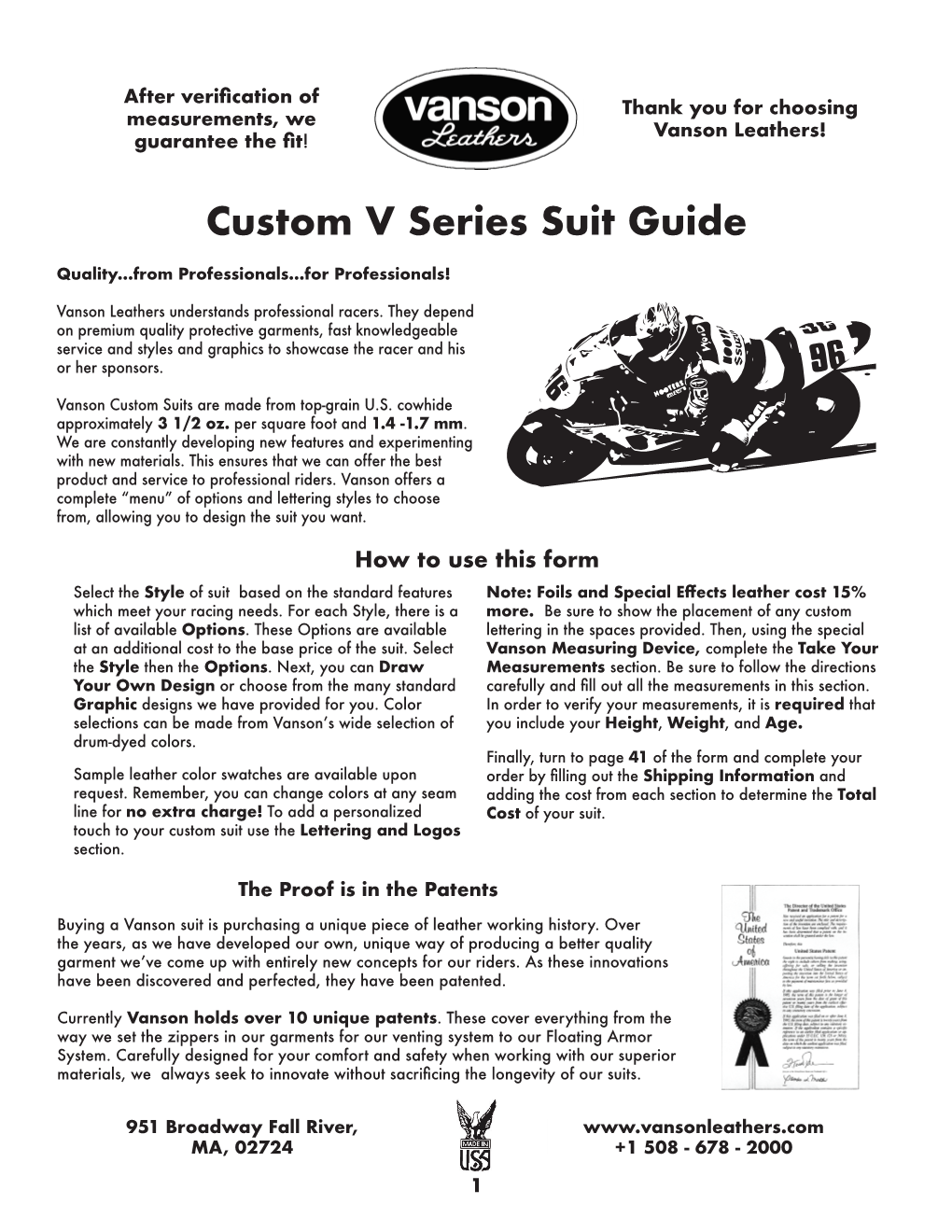 Custom V Series Suit Guide