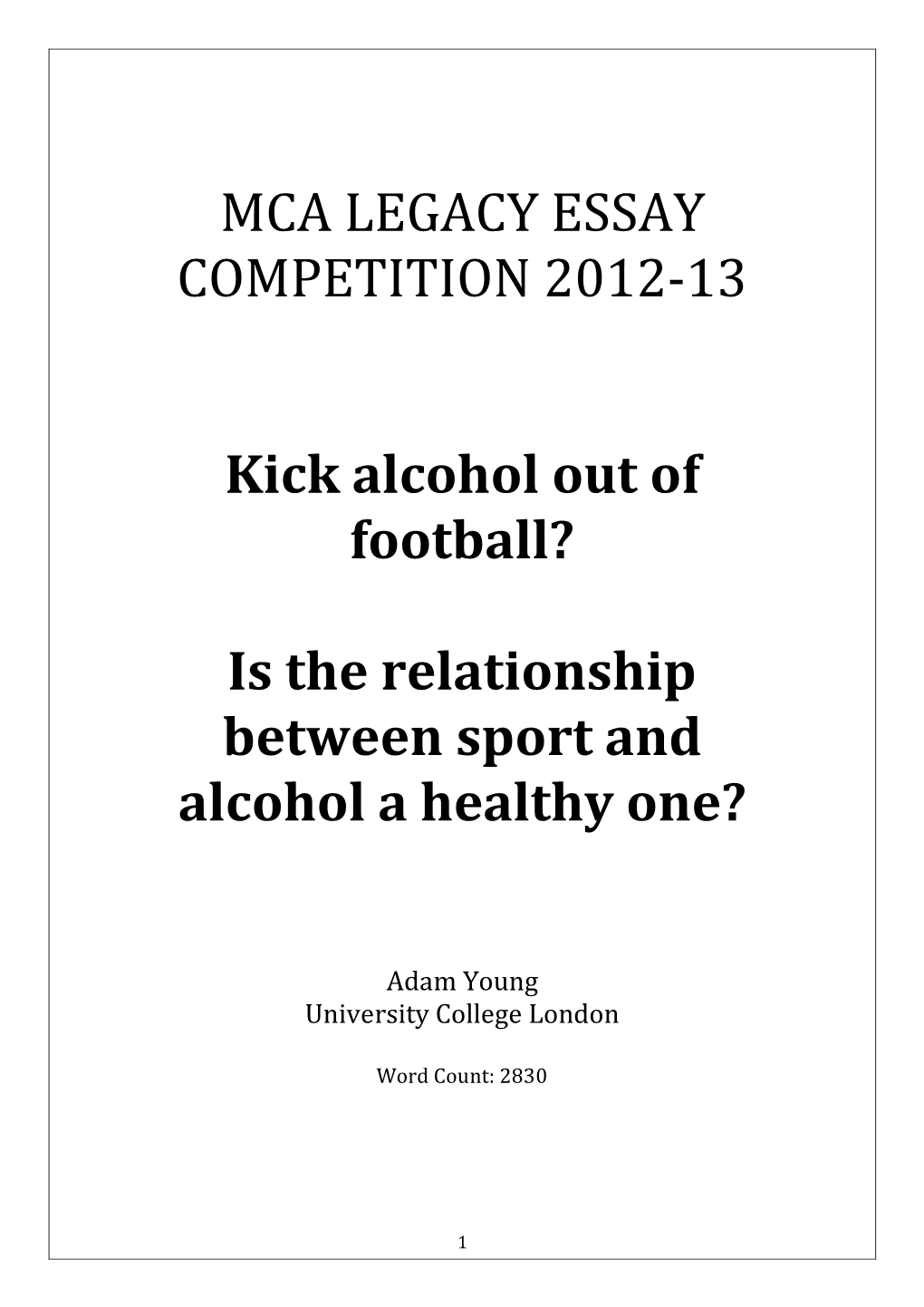 Mca Legacy Essay Competition 2012-13