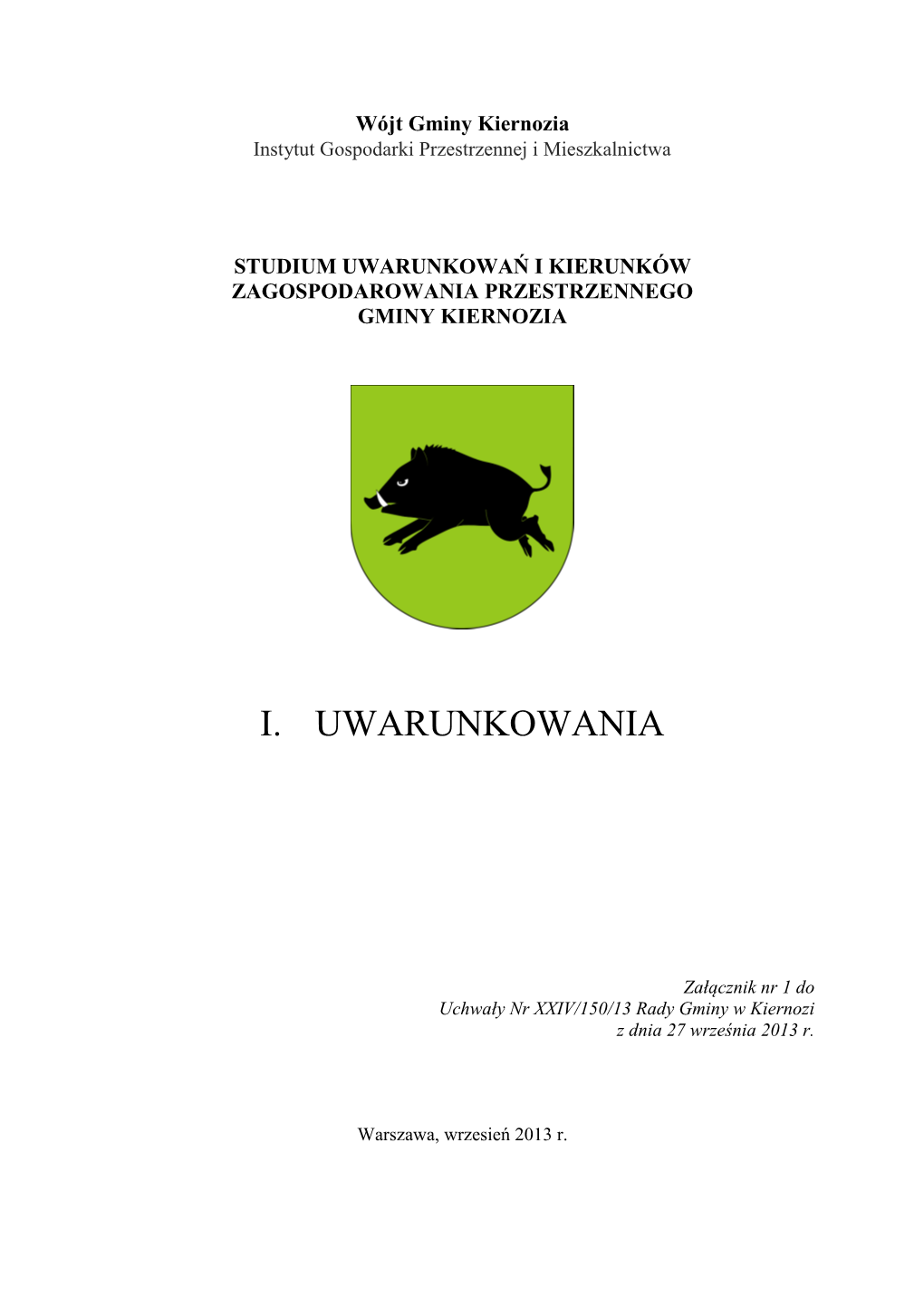 Studium Uwarunkowań I Kierunków Zagospodarowania Przestrzennego Gminy Kiernozia