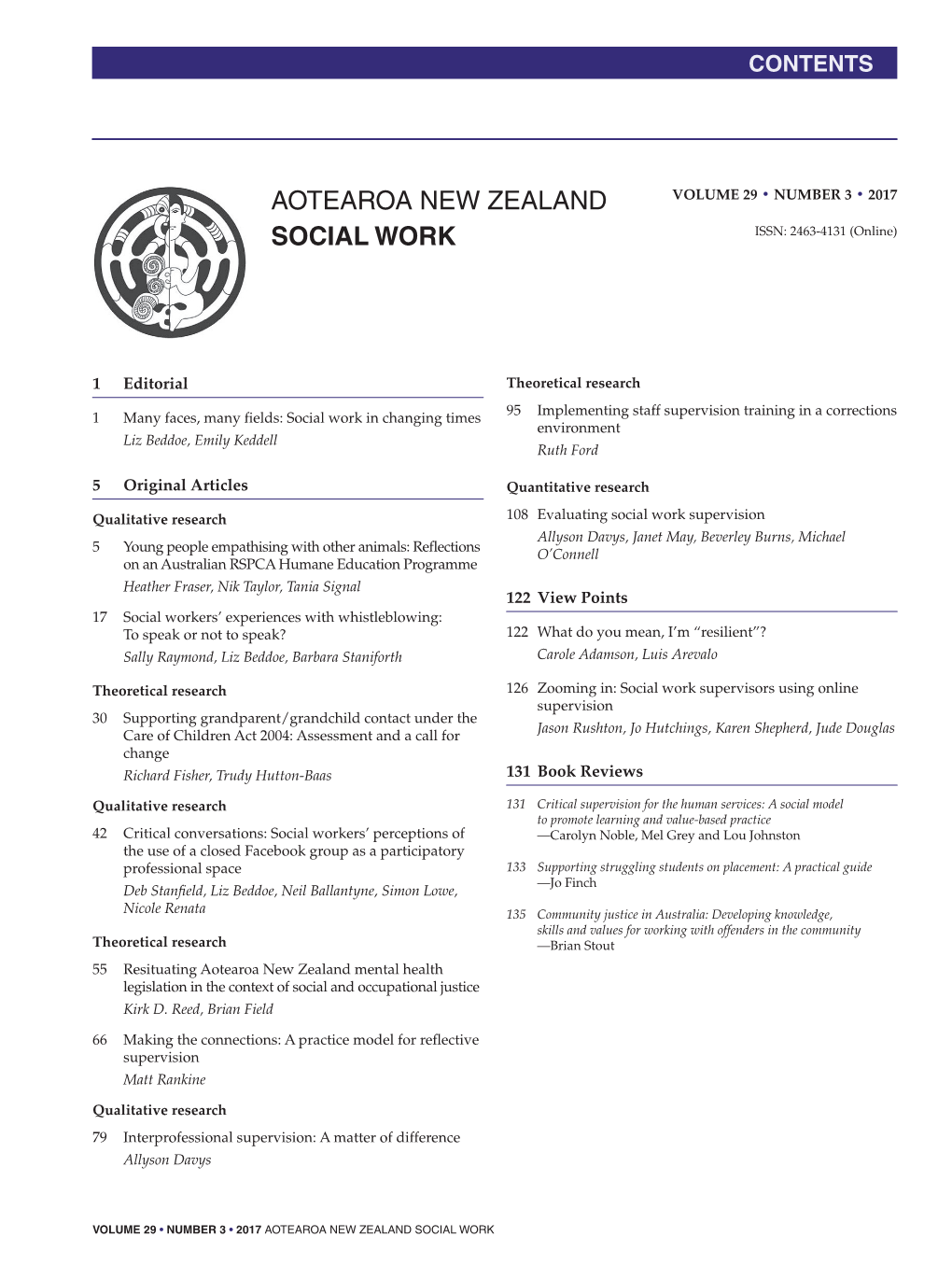 Aotearoa New Zealand Social Work Editorial
