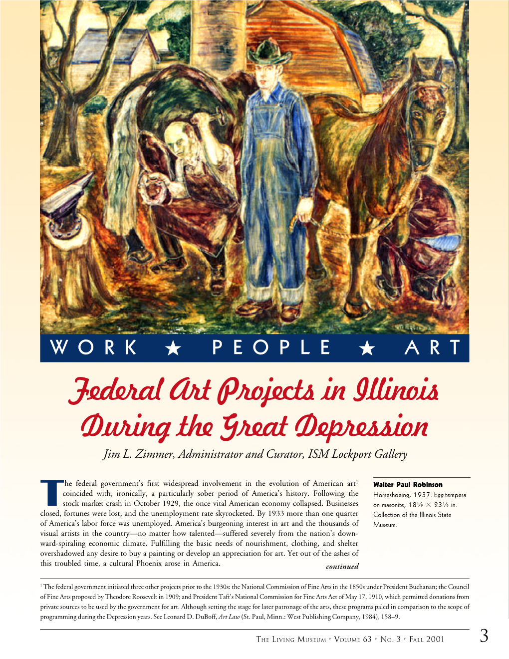 Federal Art Projects in Illinois During the Great Depression Jim L