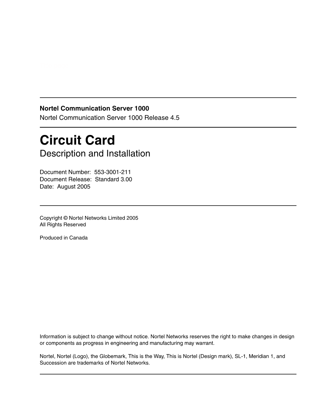 Circuit Card Description and Installation