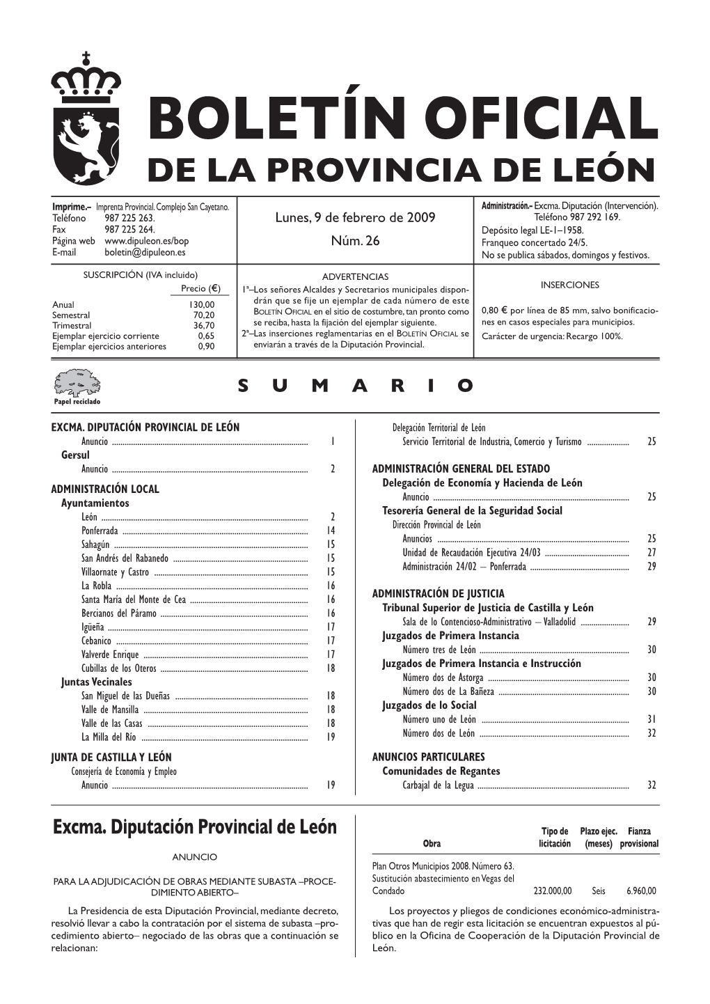 Boletín Oficial De La Provincia De León