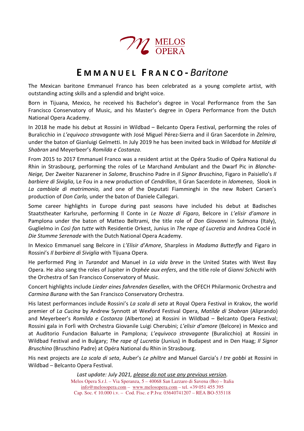EMMANUEL FRANCO -Baritone