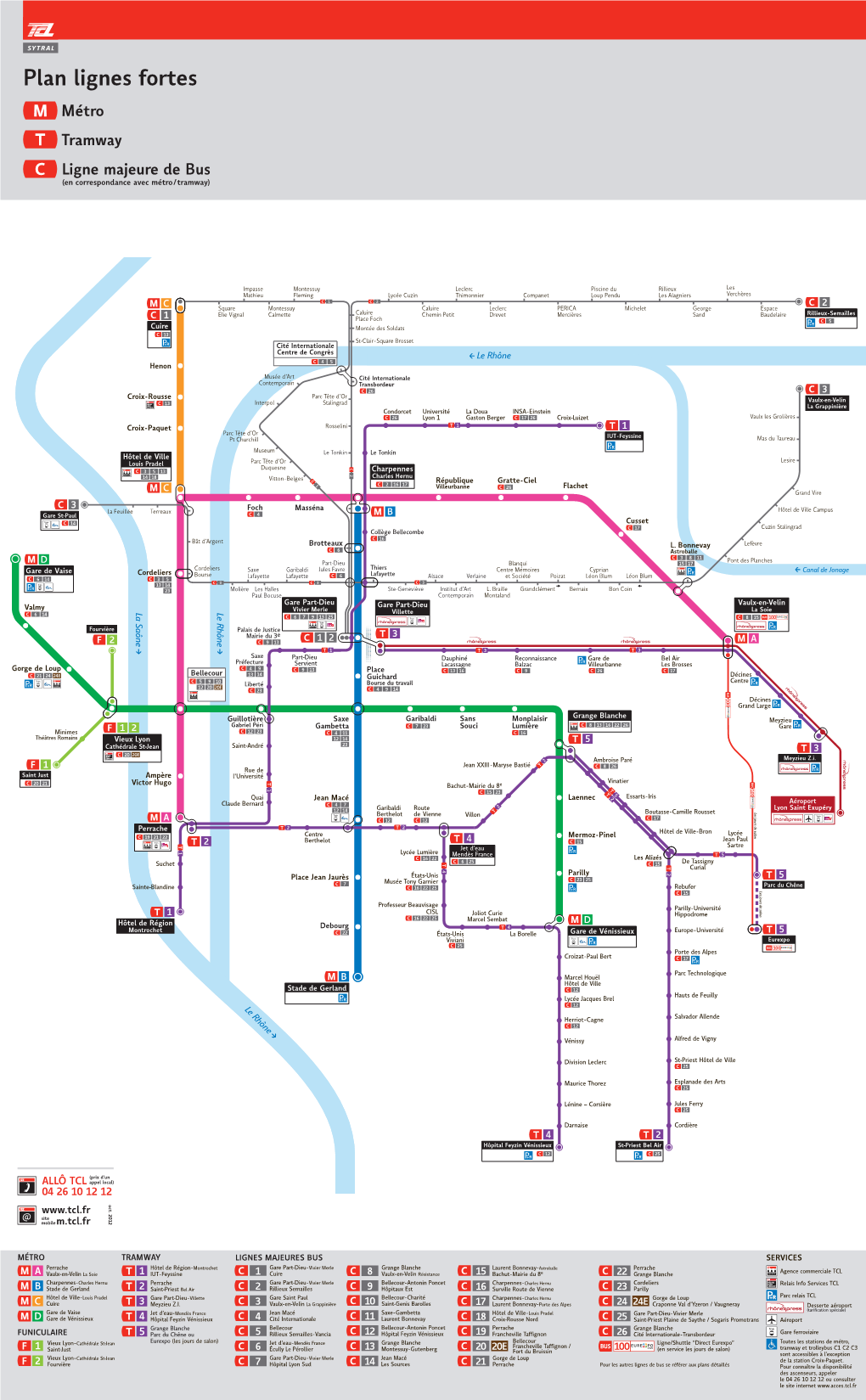 Plan Lignes Fortes Métro Tramway Ligne Majeure De Bus (En Correspondance Avec Métro/Tramway)