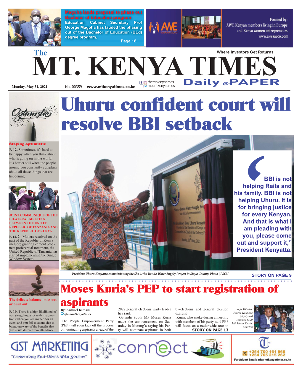 May 31, 2021 Mt Kenya Times Epaper.Indd