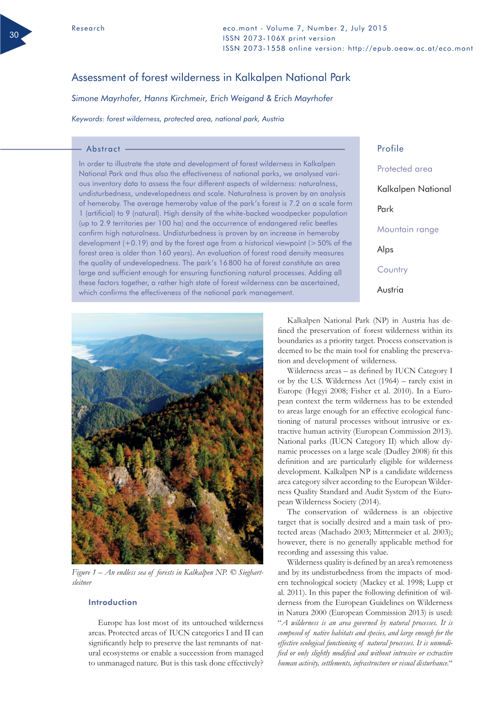 Assessment of Forest Wilderness in Kalkalpen National Park