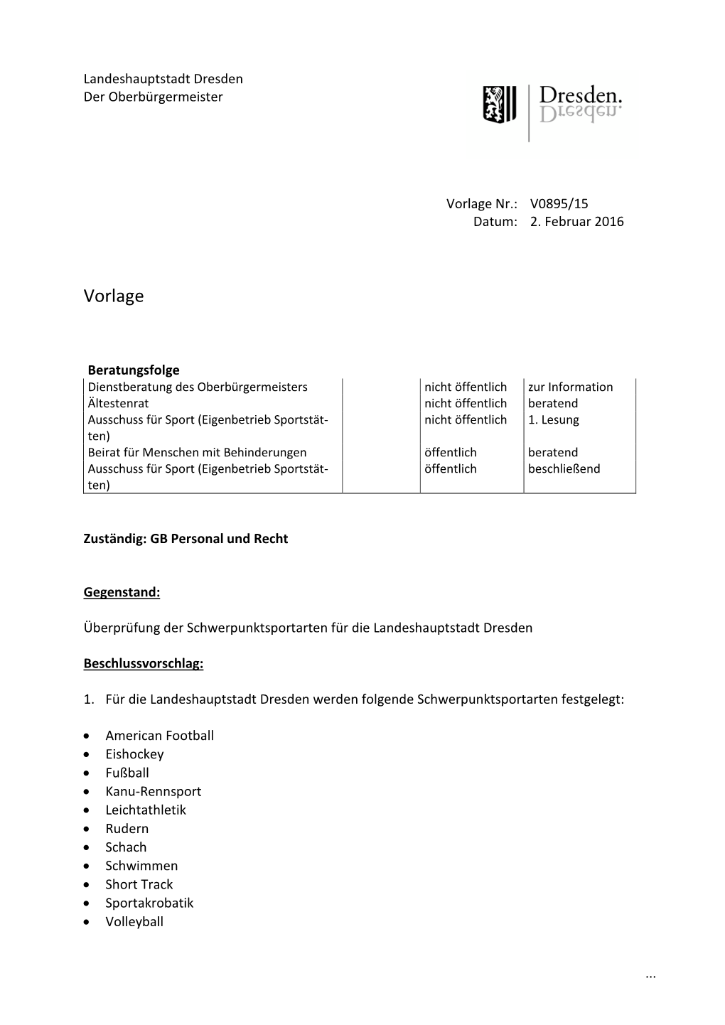 Vorlage Nr.: V0895/15 Datum: 2