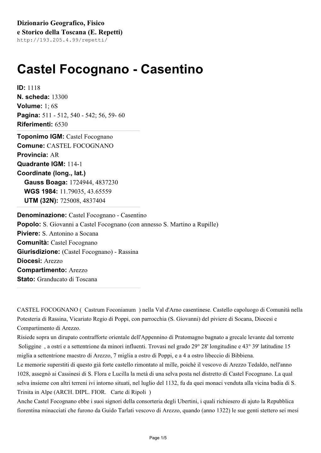 Castel Focognano - Casentino