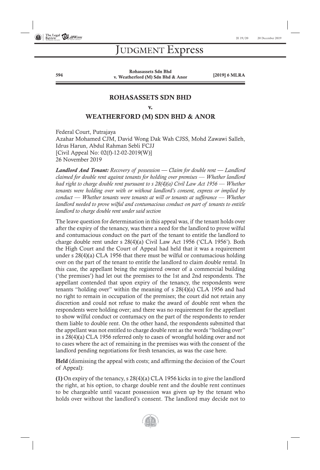 ROHASASSETS SDN BHD V. WEATHERFORD (M) SDN BHD & ANOR