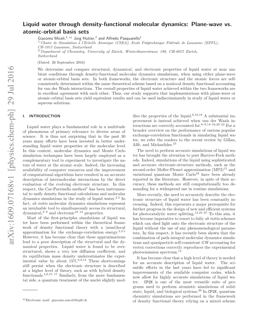 Arxiv:1609.07168V1 [Physics.Chem-Ph]