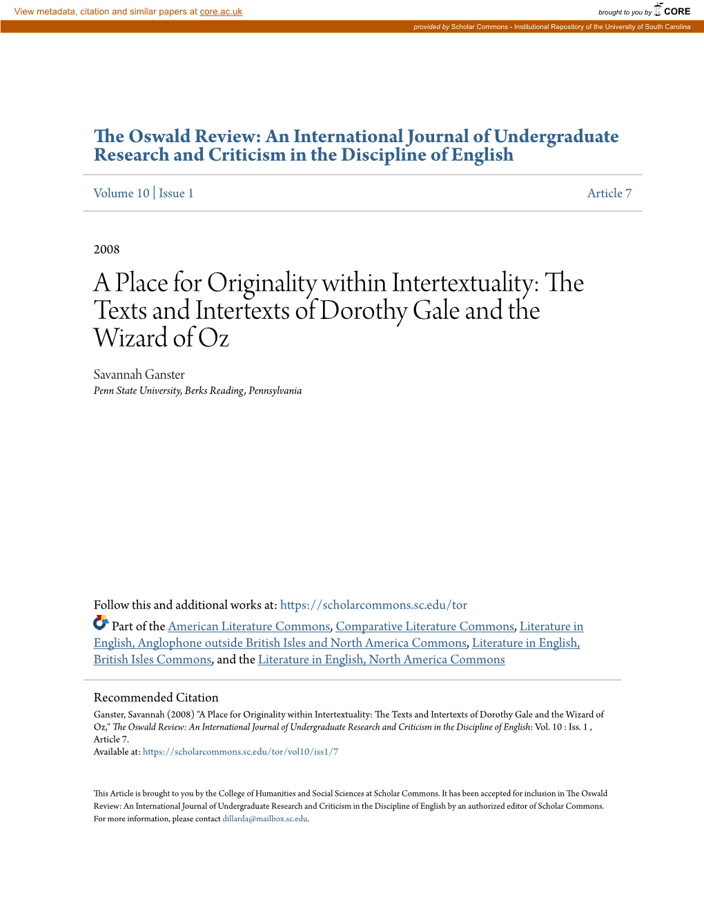 A Place for Originality Within Intertextuality: the Texts