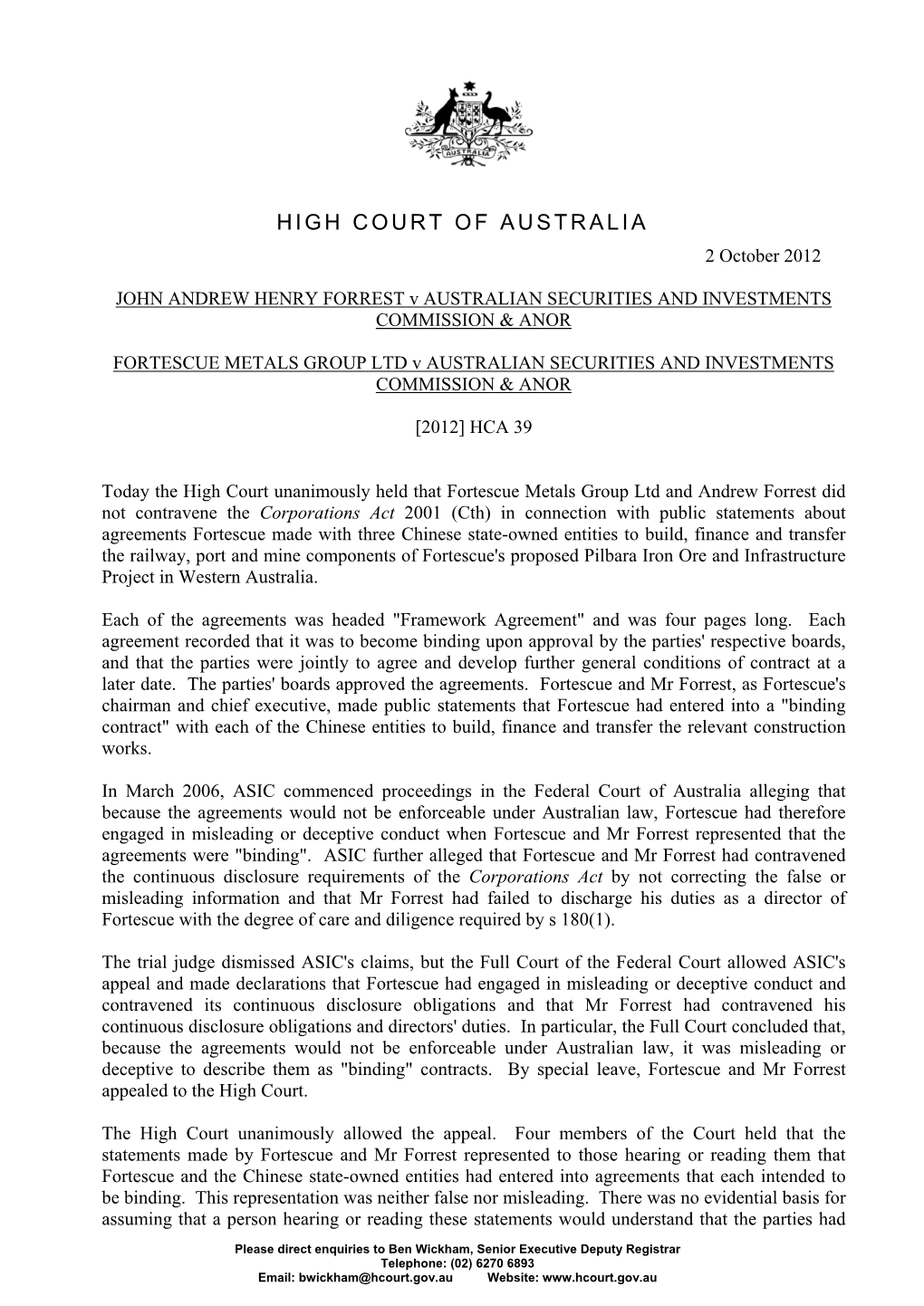 High Court of Australia