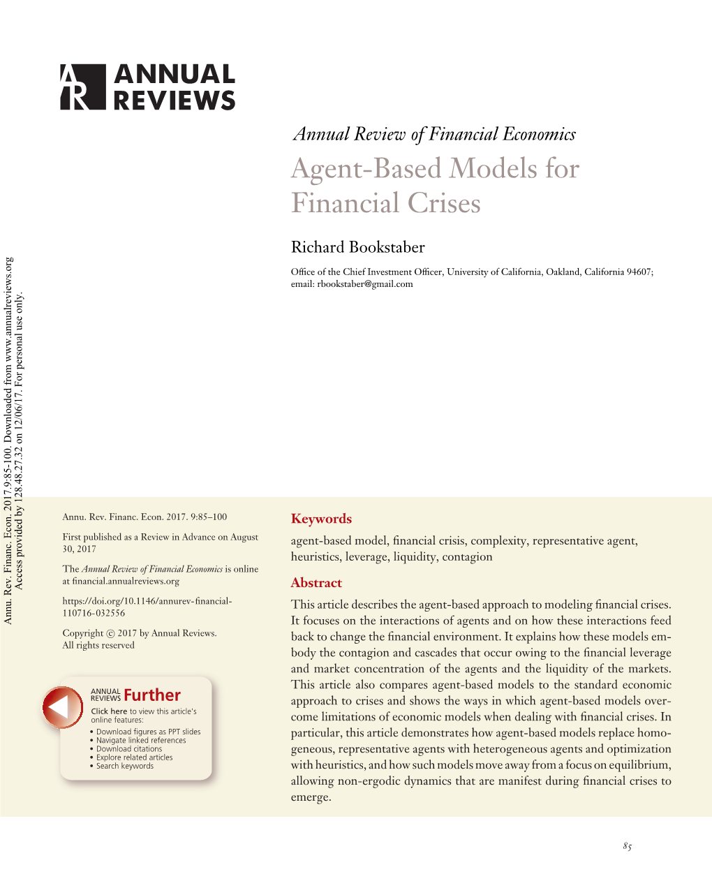 Agent-Based Models for Financial Crises