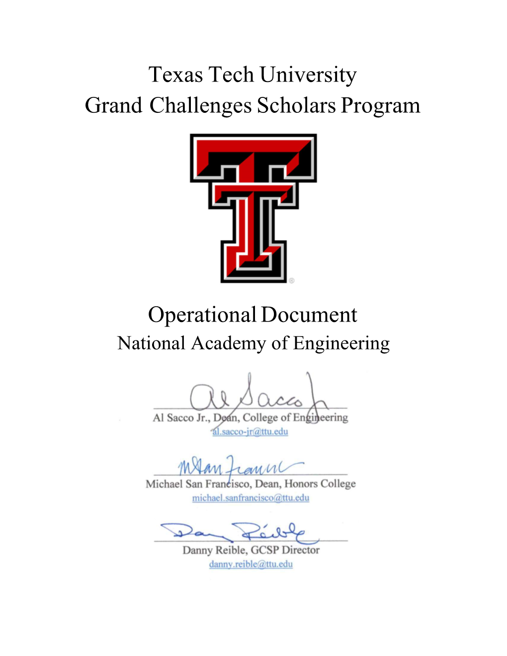 Texas Tech University Grand Challenges Scholars Program