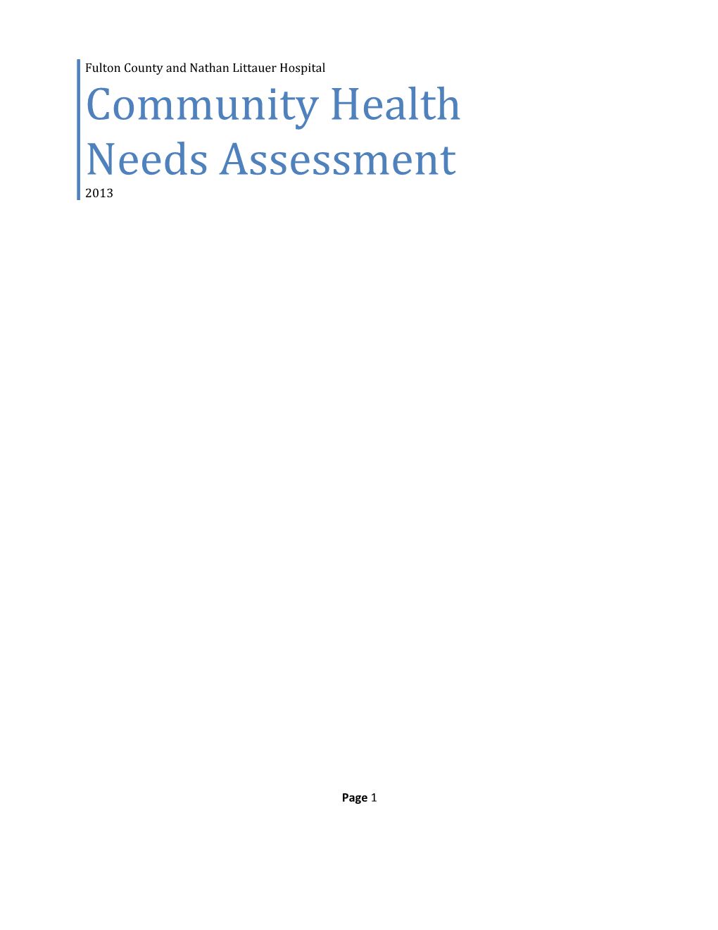 Community Health Needs Assessment