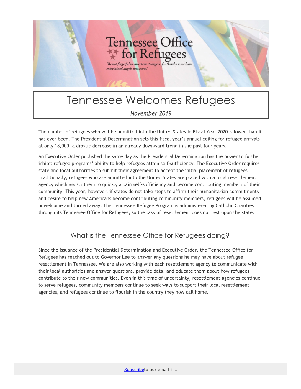 November 2019 – Tennessee Welcomes Refugees