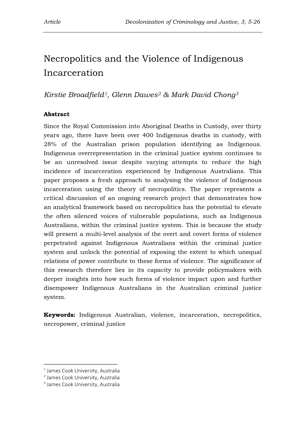 Necropolitics and the Violence of Indigenous Incarceration