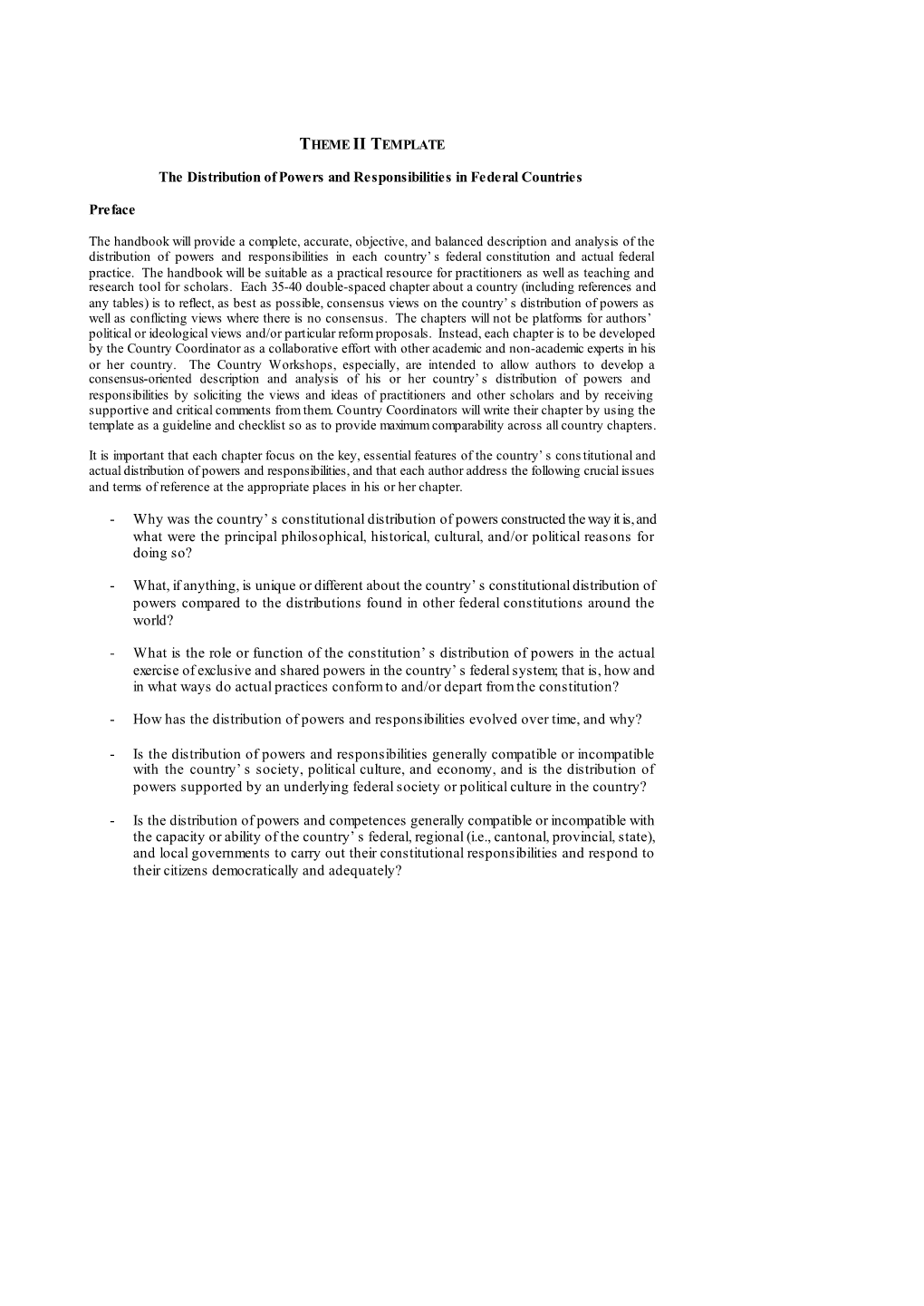 The Distribution of Powers and Responsibilities in Federal Countries